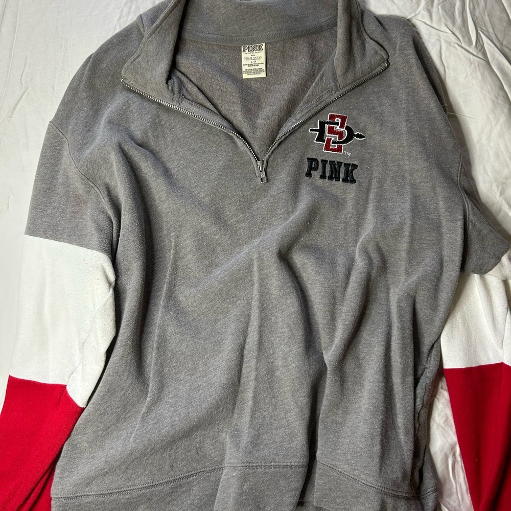 SDSU PINK Gray Quarter-Zip Sweatshirt